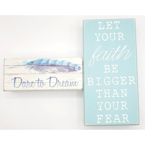 Inspirational Wall Art Set Dare To Dream Let Your Faith Be Bigger Than Your Fear - Picture 1 of 10